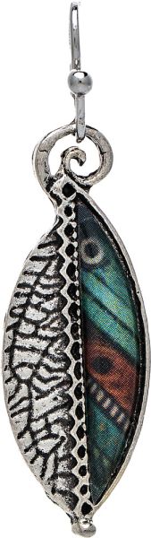 Rain Silver Color Inlay Artisan Leaf Earring