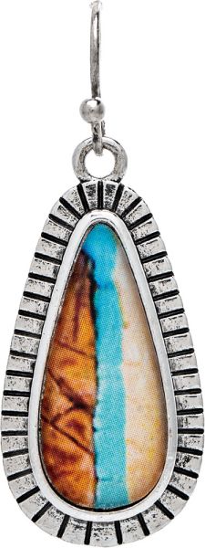 Rain Random Mix Blue Brown Color Inlay Art Earring