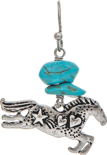 Rain Silver Turq Gem Horse Jumper Earring