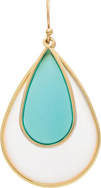 Rain Gold White Aqua Blue Epoxy Layer Earring