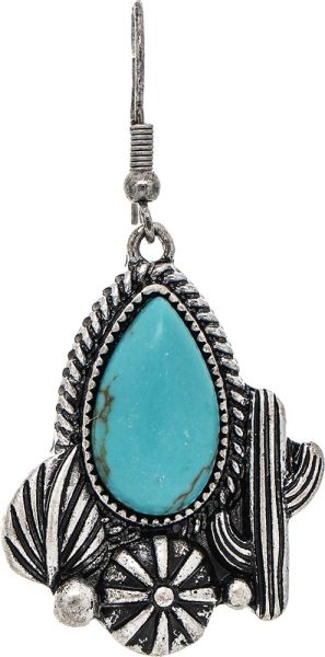 Rain Silver Blue Turq Desert Blooms Western Earrings