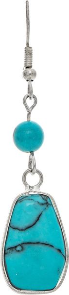 Rain Silver Turquoise Blue Organic Shape Stone Drop Earring