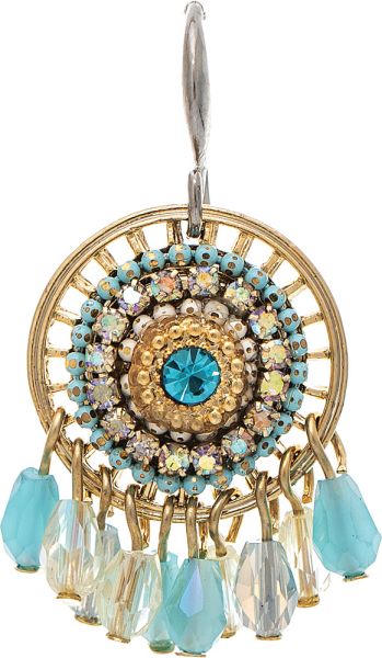 Rain Gold Blue Ornate Gems Chandelier Earring