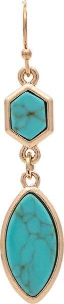 Rain Gold Turquoise Hexagon and Ellipse Drop Earring