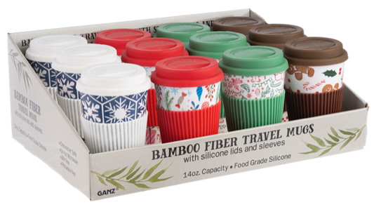 Assorted Bamboo Fiber Travel Mugs