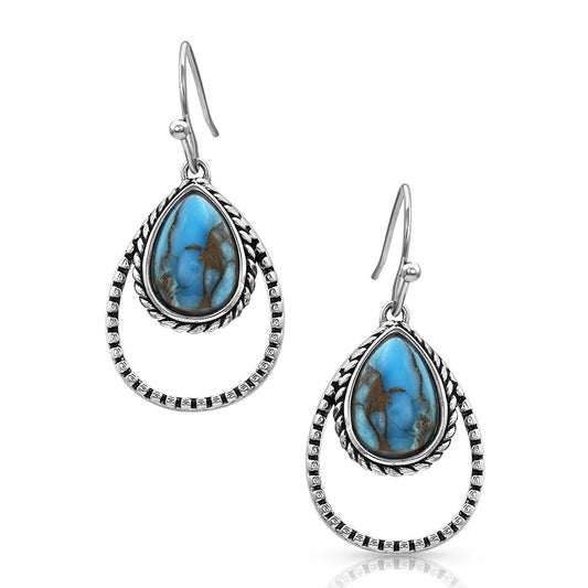 Montana Compressed Turquoise Teardrop Earrings
