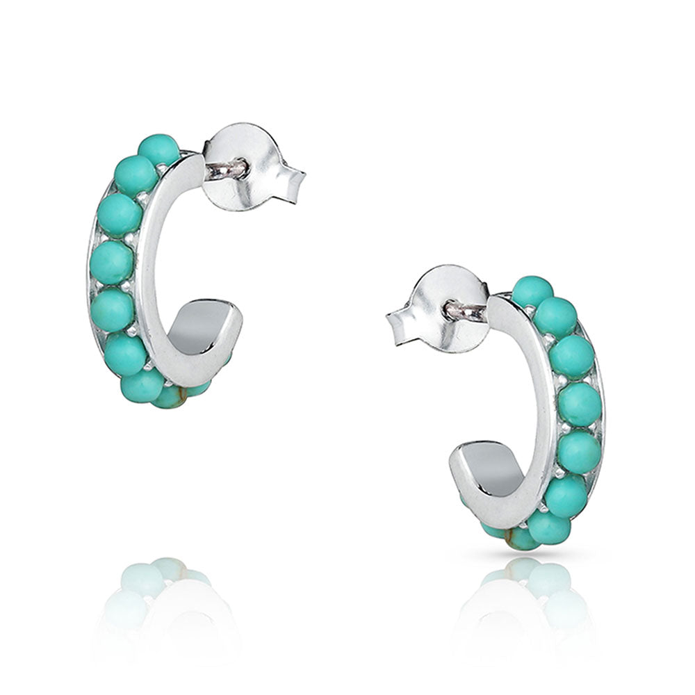 Montana Studded In Turquoise Mini Hoop Earrings