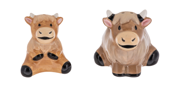 Ganz Stacking Salt & Pepper Shakers - Highland Cow