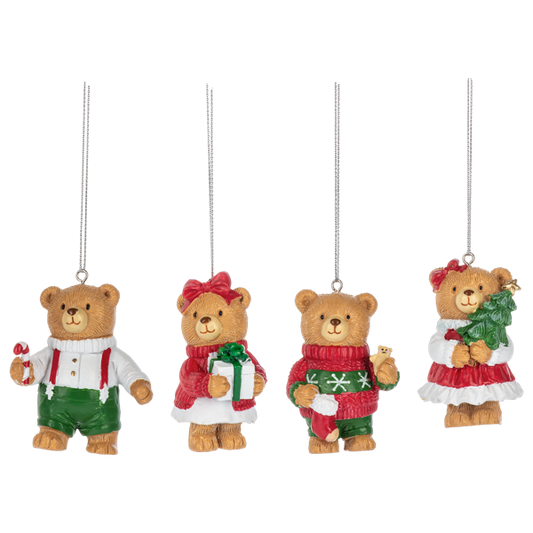 Christmas Bear Family Ornaments Siblings