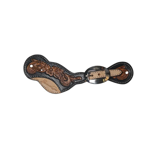Professional's Choice Black Floral Roughout Spur Straps