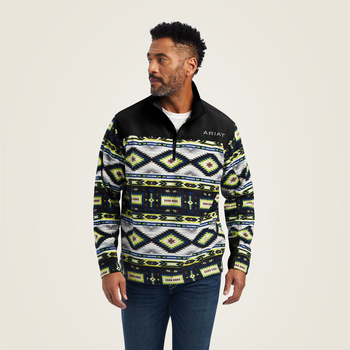 Ariat Mens 2.0 1/4 Zip Sweatshirt Lime Southwest