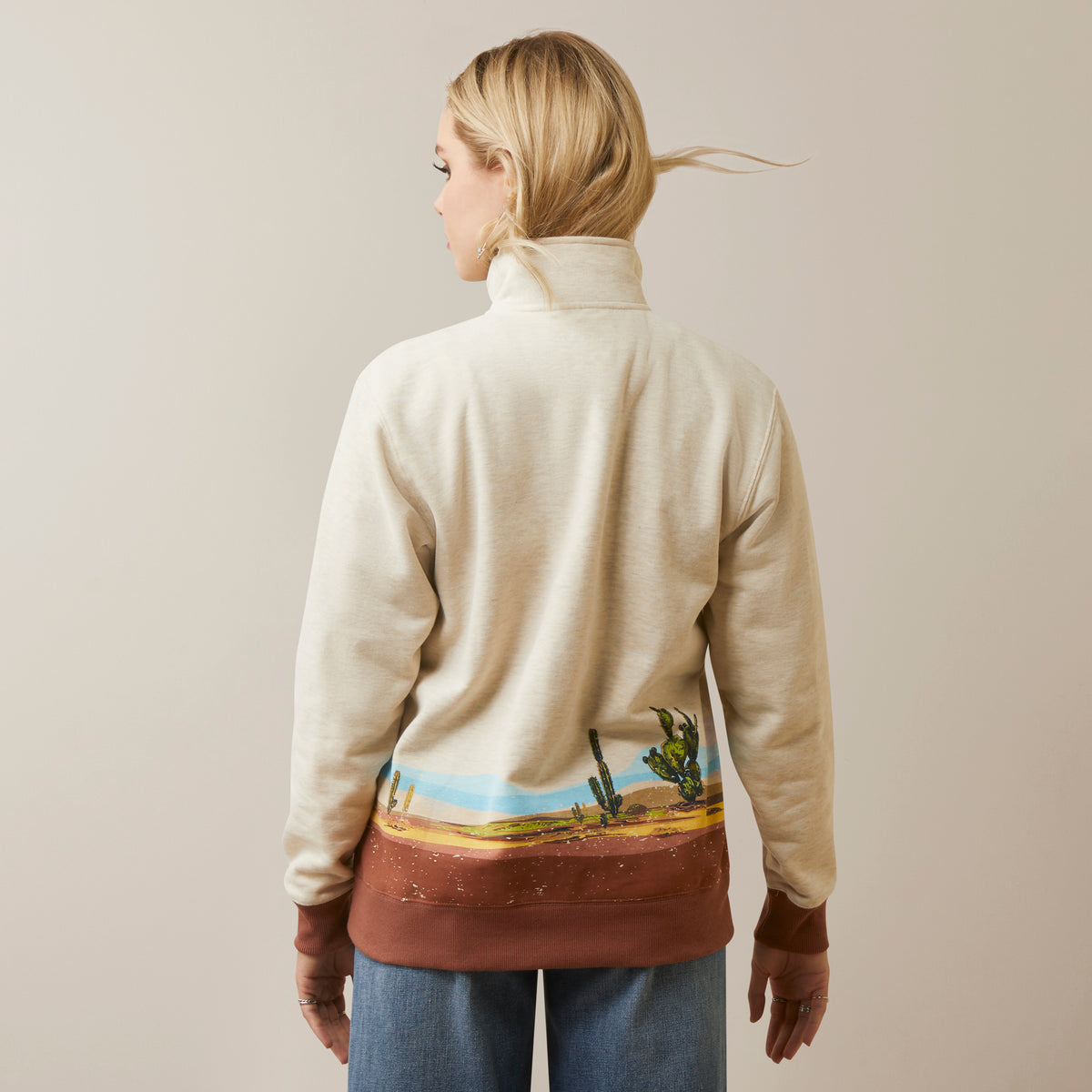 Ariat Wild Horse 1/4 Zip Sweatshirt Oatmeal