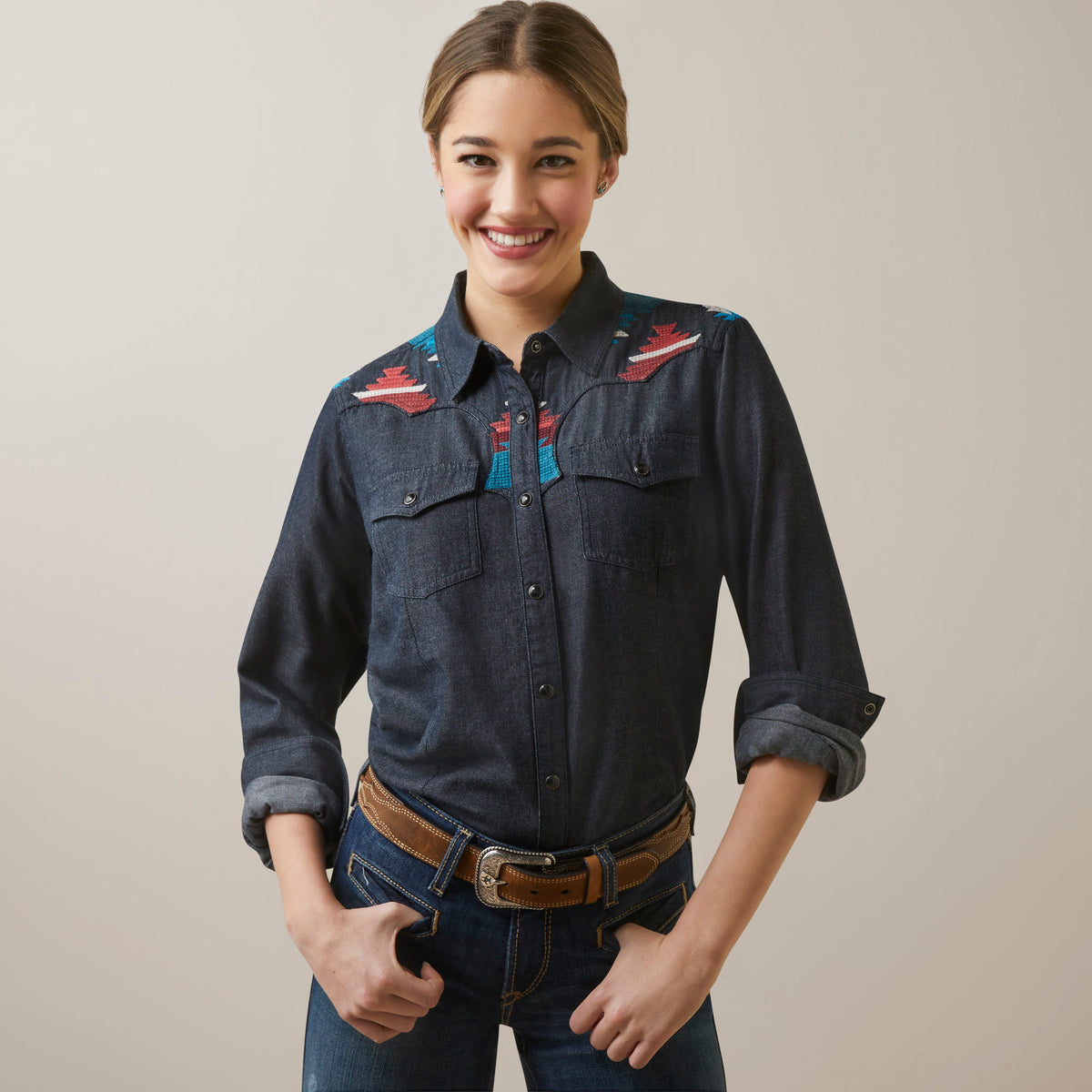 Ariat Dutton Rinsed Denim Long Sleeve Snap