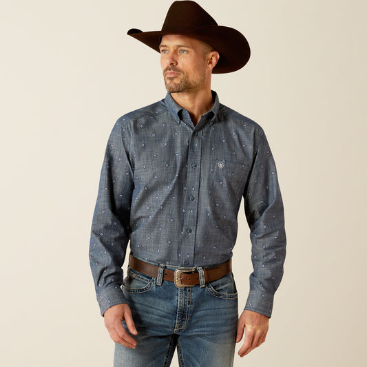 Ariat Robert Classic Fit Long Sleeve Shirt Chambray Blue