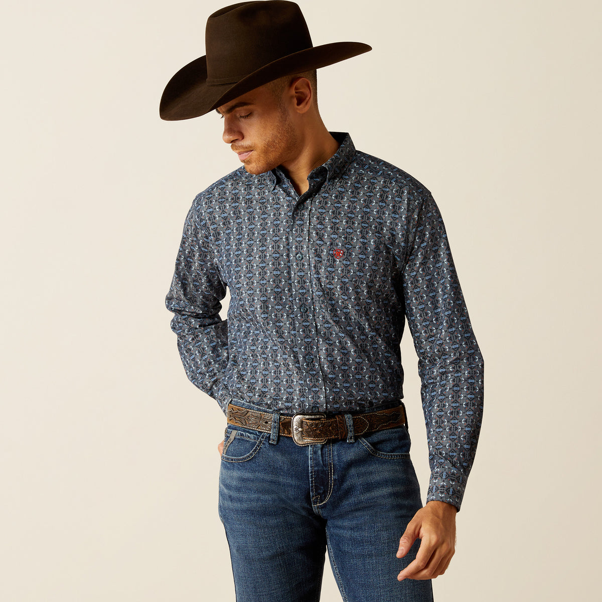 Ariat Rochard Classic Fit Long Sleeve Shirt Chambray Blue