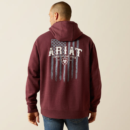 Ariat Vertical Flag Hoodie Berry Bark Heather