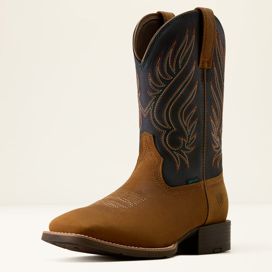 Ariat Mens Sport Riggs Waterproof Wide Square Toe Cowboy Boot Tanbark