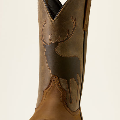 Ariat Mens Sport Trail Cam Wide Square Toe Cowboy Boot Distressed Brown