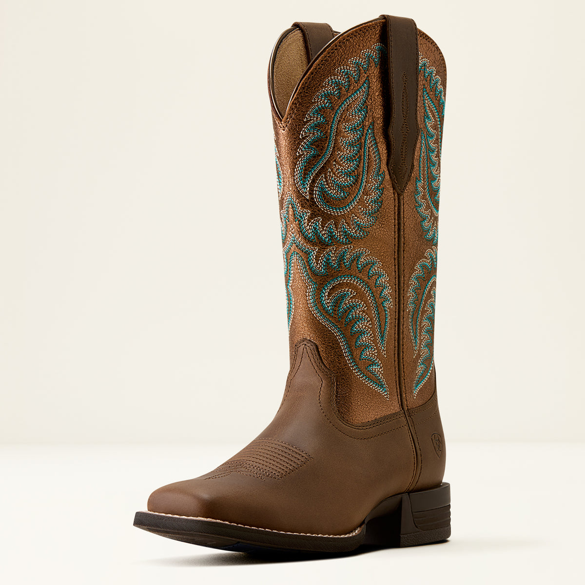 Ariat Ladies Cattle Caite Wide Square Toe Western Boot Mocha Dust