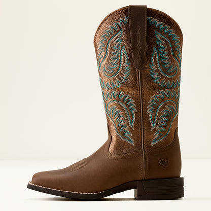 Ariat Ladies Cattle Caite Wide Square Toe Western Boot Mocha Dust
