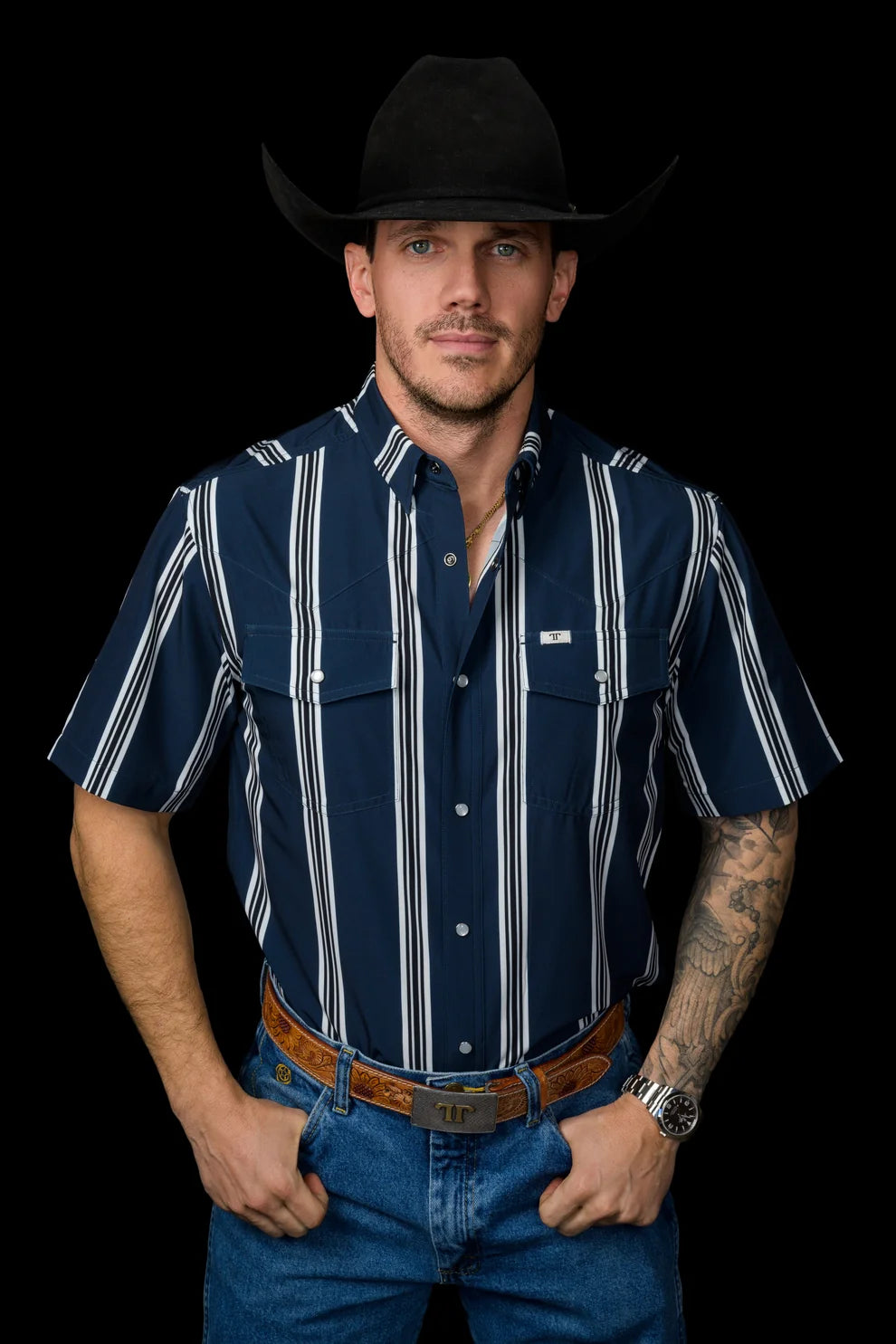 Ferrell The Hatfield Short Sleeve Snap Shirt Blue