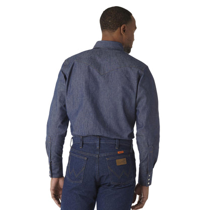 Wrangler FR Flame Resistant Long Sleeve Twill Work Shirt Indigo