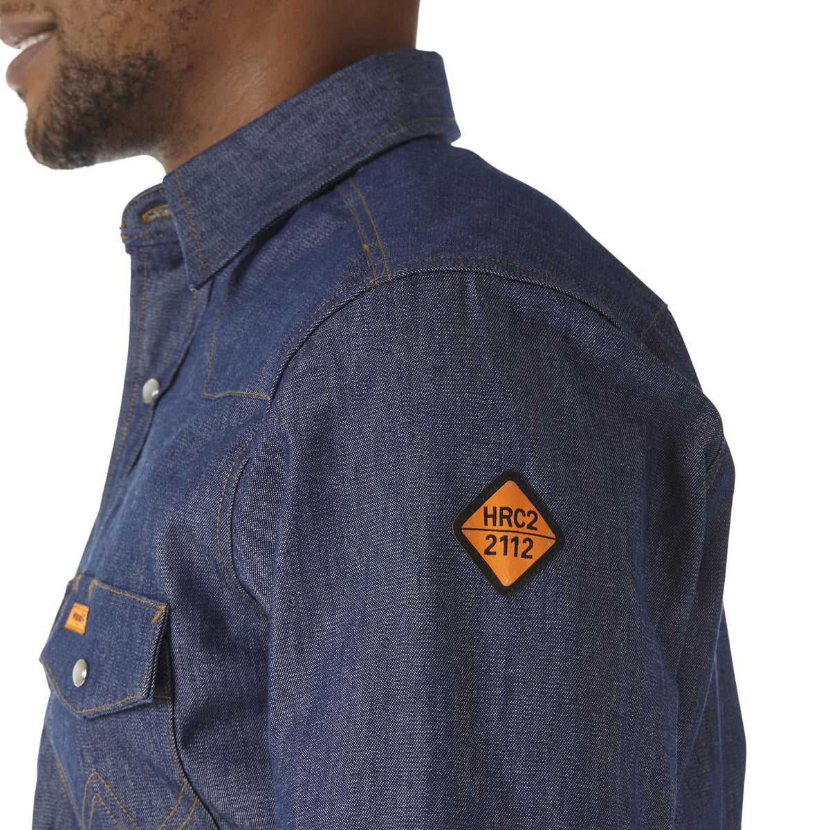 Wrangler FR Flame Resistant Long Sleeve Twill Work Shirt Indigo