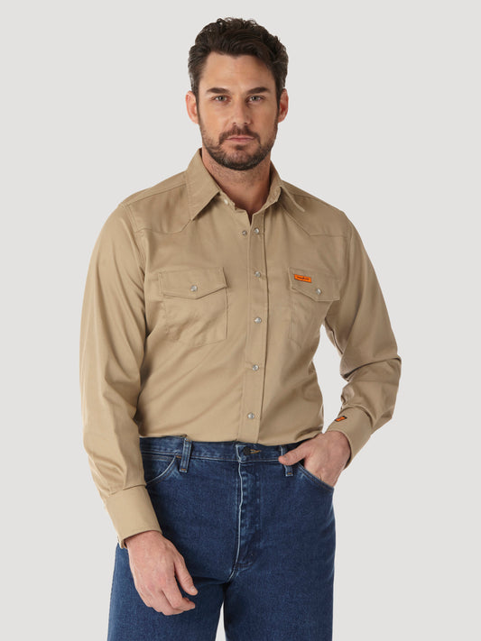 Wrangler FR Long Sleeve Twill Shirt Khaki