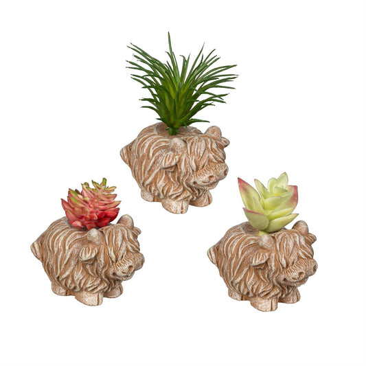 Evergreen Petal & Plow Faux Floral Table Decor Highland Cow