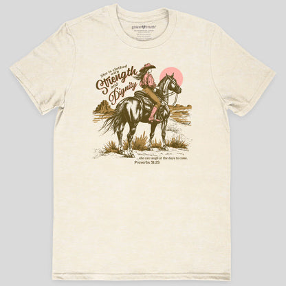 Grace & Truth Cowgirl Strength T-Shirt Sweet Cream Heather