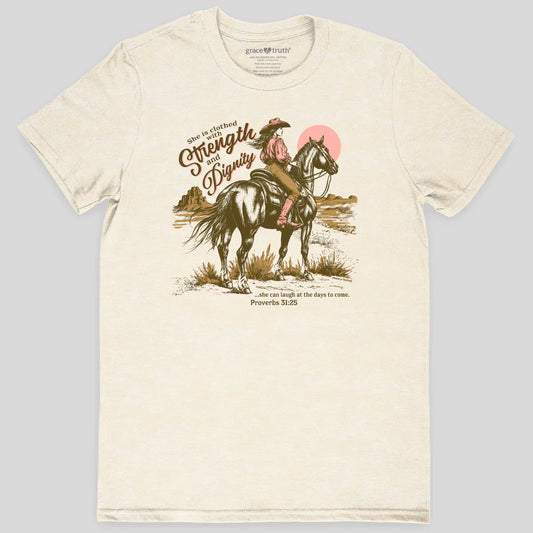 Grace & Truth Cowgirl Strength T-Shirt Sweet Cream Heather