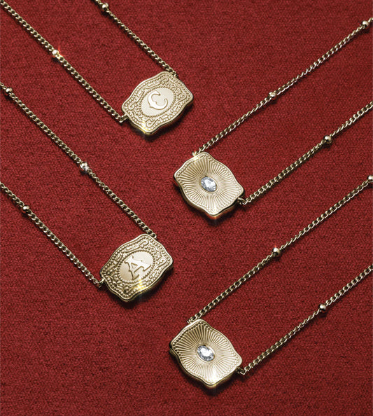Spurwest Necklace Ultra Mini Belt Buckle Initial GOLD