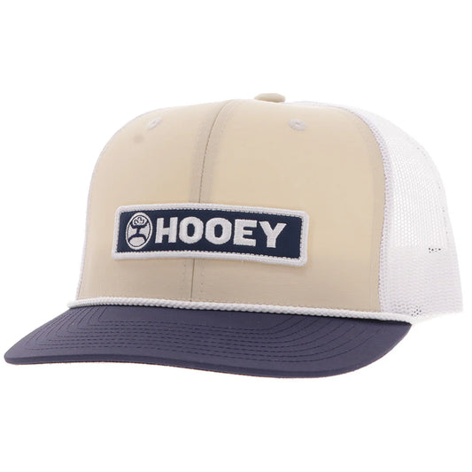 Hooey Lock-Up Hat Tan/ White with Navy & White Patch