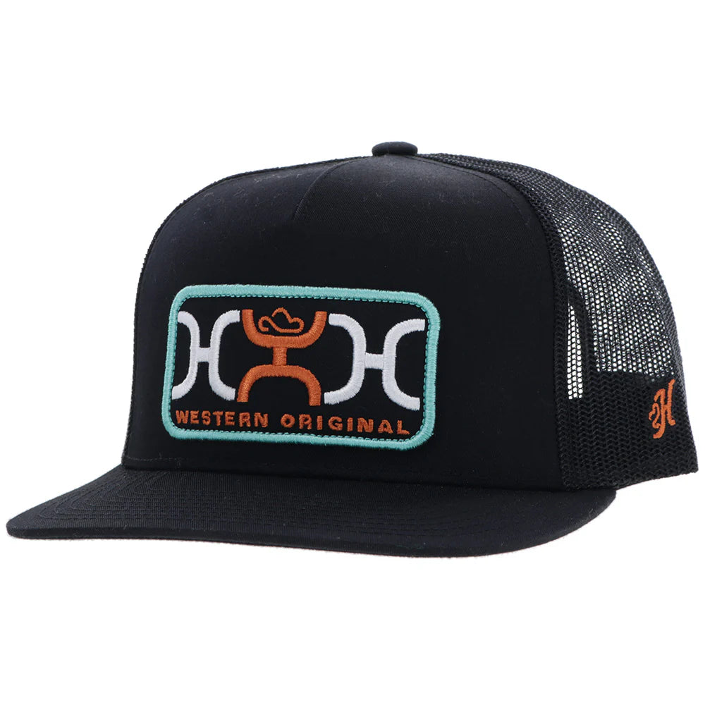 Ariat Loop Hat Black with Turquoise & Orange Rectangle Patch