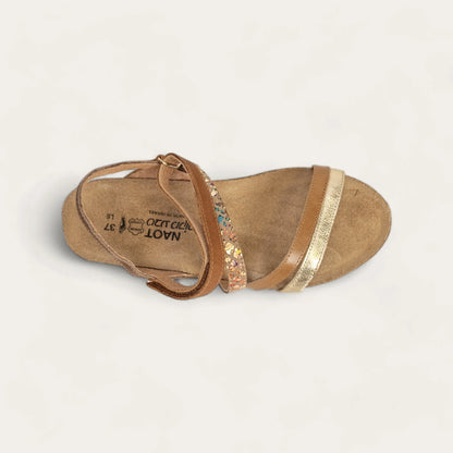 Naot Hero Gold Floral Brown Combo