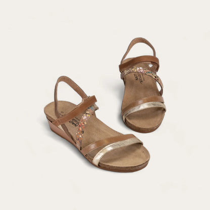 Naot Hero Gold Floral Brown Combo