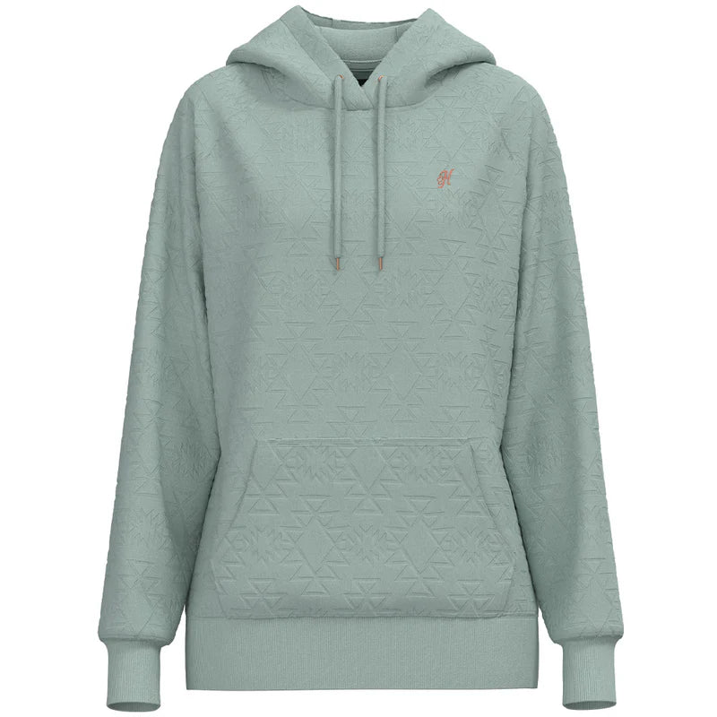Hooey Concho Hoodie Quilted Aztec Pattern Surf Mist
