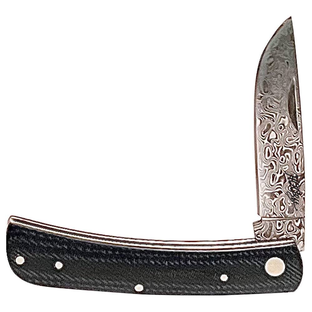Hooey Denim Print Damascus Bronc Buster Knife