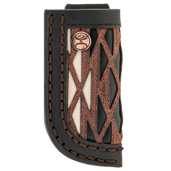 Hooey Black Leather Knife Sheath Cream/Black/red Inlay