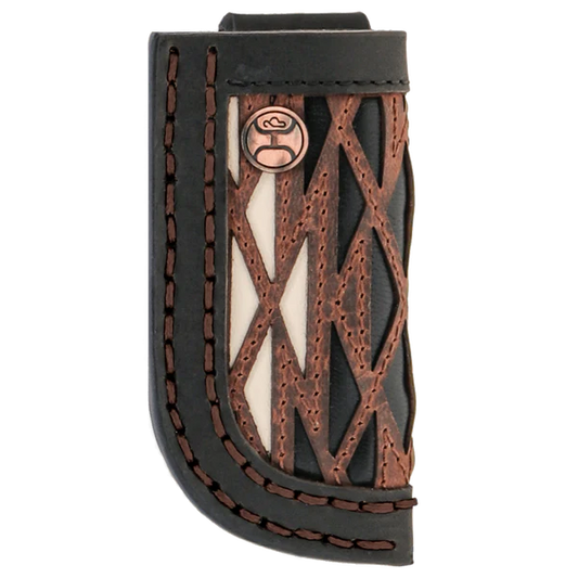 Hooey Black Leather Knife Sheath Cream/Black/red Inlay