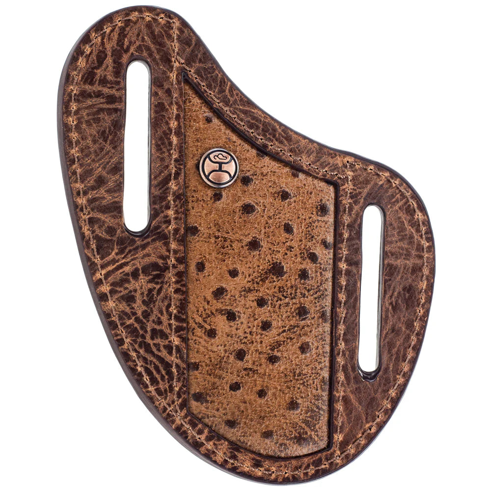 Hooey Sawyer Brown/Ostrich Print Pancake Knife Sheath