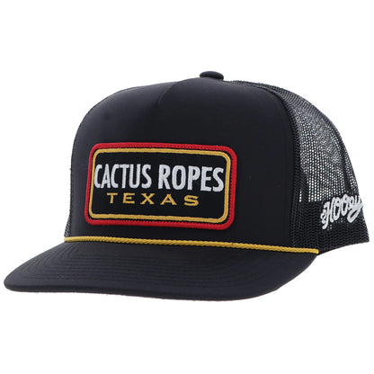 Hooey Cactus Ropes Hat Black/Yellow with Rectangle Patch