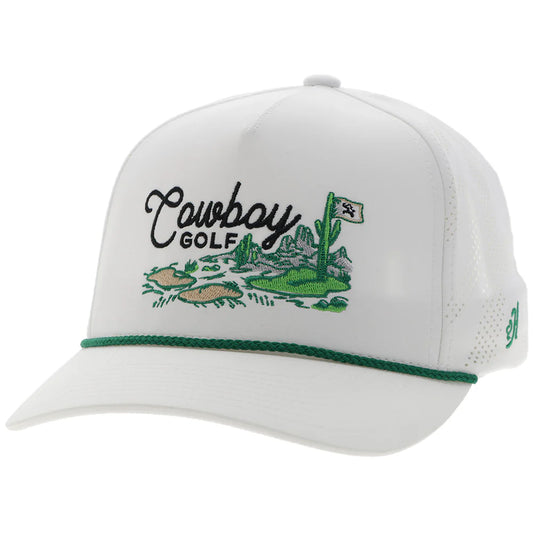 Hooey Cowboy Golf Hat White with Golf Course Landscape White
