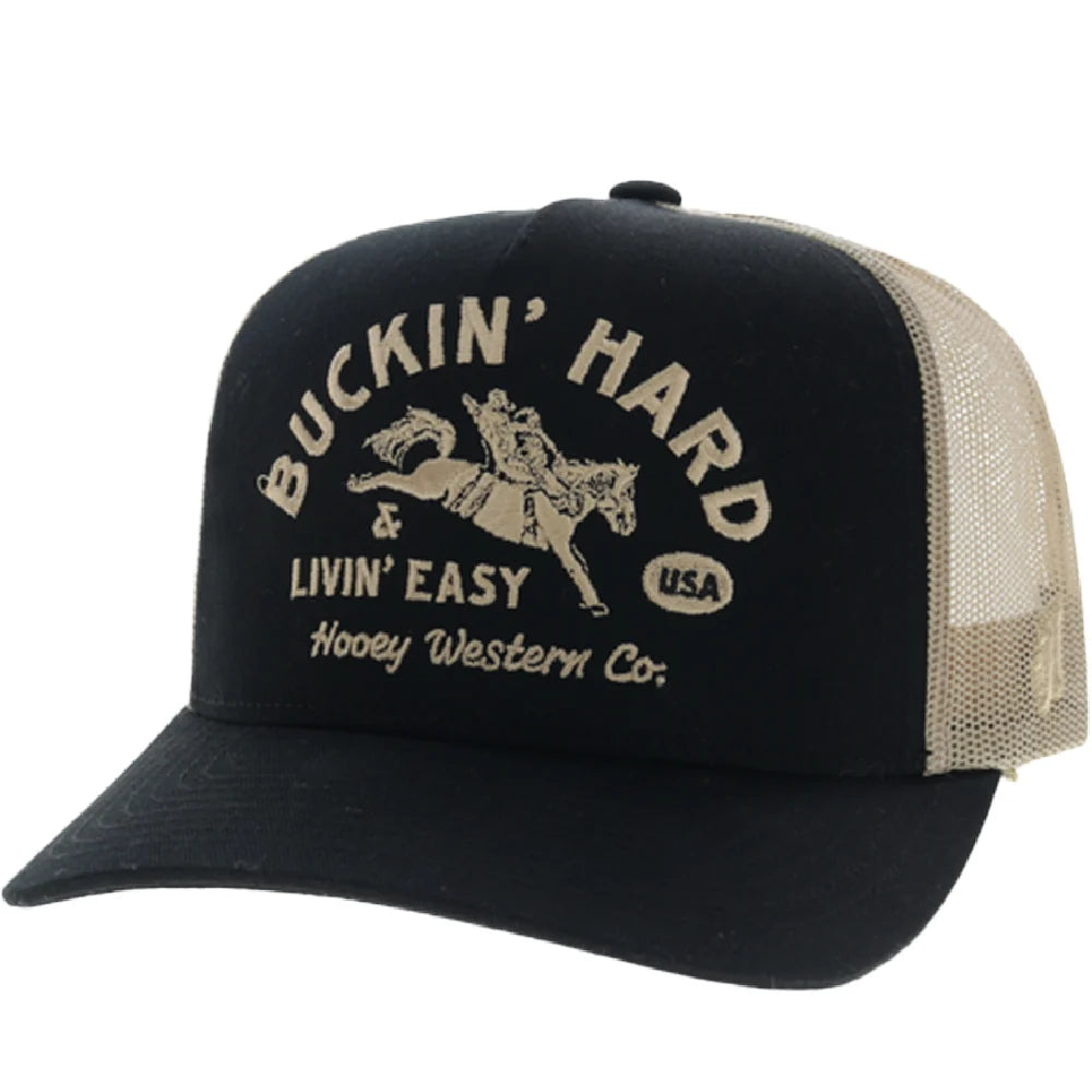 Hooey Buckin' Hard 5-Panel Trucker Snapback Hat Black