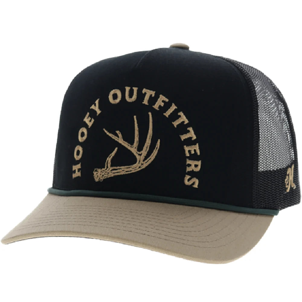 Hooey Shed 5-Panel Trucker Snapback Hat Black/Tan