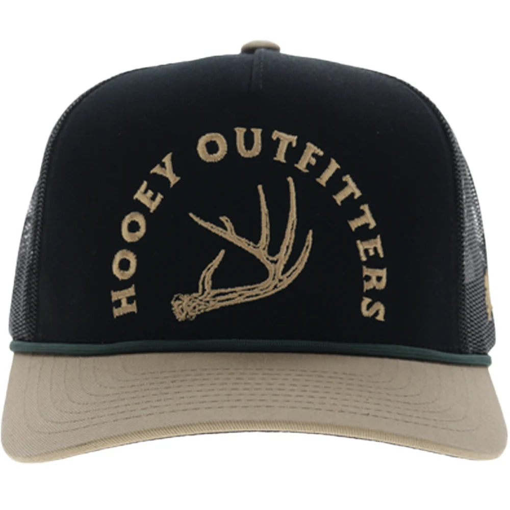 Hooey Shed 5-Panel Trucker Snapback Hat Black/Tan