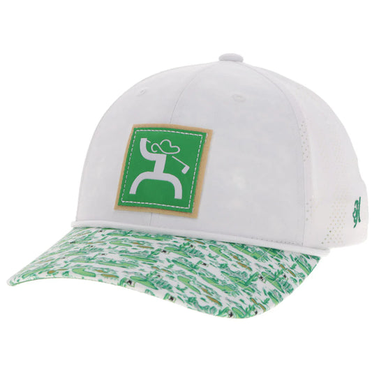 Hooey Divot Hat White with Green Hooey Hills Pattern