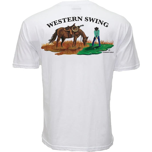 Hooey Western Swing White Cowboy Golf T-shirt