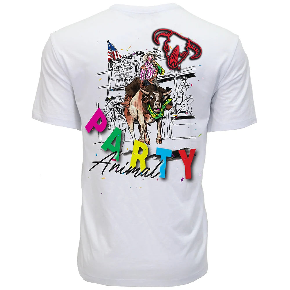 Hooey Youth Bad Company T-shirt White with Multi-Color Party Animal Logo