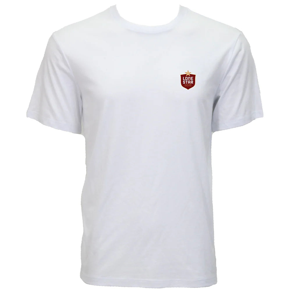 Hooey Lone Star White Pocket Tee with Cowboy Logo on Back